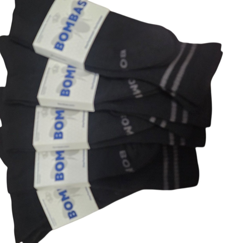 Bombas Crew Socks Mens XL Black New LOT 5 pairs